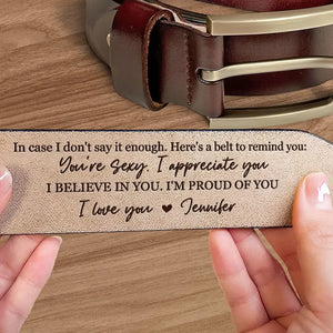 Votre sourire me fait sourire - Ceinture en cuir gravée personnalisée pour couple - Cadeau pour mari, petit ami, anniversaire