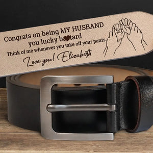 Félicitations pour être devenu mon mari ! Ceinture en cuir gravée personnalisée pour couple ! Cadeau pour mari et femme, anniversaire