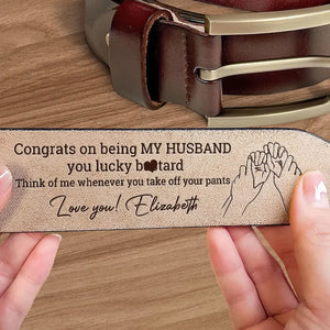 Félicitations pour être devenu mon mari ! Ceinture en cuir gravée personnalisée pour couple ! Cadeau pour mari et femme, anniversaire