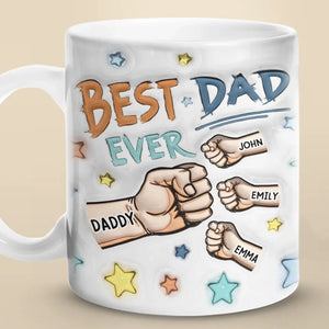 Le premier héros d'un fils, le premier amour d'une fille - Mug personnalisé en 3D avec effet gonflé - Cadeau pour la fête des pères