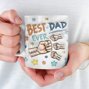 Le premier héros d'un fils, le premier amour d'une fille - Mug personnalisé en 3D avec effet gonflé - Cadeau pour la fête des pères