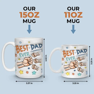 Le premier héros d'un fils, le premier amour d'une fille - Mug personnalisé en 3D avec effet gonflé - Cadeau pour la fête des pères
