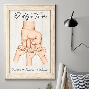 Côte à côte avec l'équipe de papa - Affiche verticale personnalisée pour la famille - Fête des pères, cadeau pour papa, grand-père