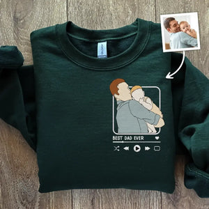 Photo personnalisée Bonne fête des pères - Sweat-shirt brodé personnalisé en famille - Fête des pères, cadeau pour papa