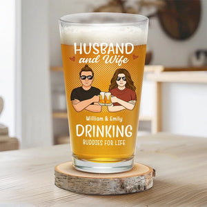 Compagnons de beuverie pour la vie - Verre à bière personnalisé pour couple - Cadeau pour mari et femme, anniversaire