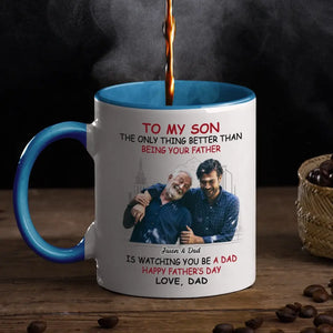 Photo personnalisée Mon fils est ma fierté et ma joie - Tasse personnalisée avec accents pour la famille - Fête des pères, cadeau pour fils