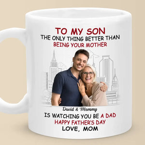 Photo personnalisée « Un fils est une lettre d'amour » - Mug personnalisé pour la famille - Fête des pères, cadeau pour fils