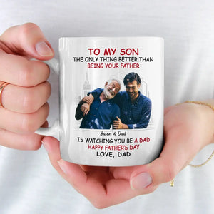 Photo personnalisée « Un fils est une lettre d'amour » - Mug personnalisé pour la famille - Fête des pères, cadeau pour fils