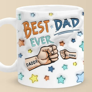 Le premier héros d'un fils, le premier amour d'une fille - Mug personnalisé en 3D avec effet gonflé - Cadeau pour la fête des pères