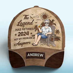 La légende a pris sa retraite - Casquette personnalisée, casquette classique à imprimé intégral - Cadeau de remerciement et de départ à la retraite pour collègues, collègues de travail, collègues