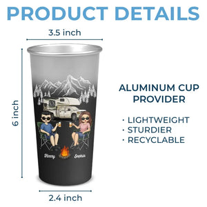 Créez des souvenirs à la fois - Tasse de camping personnalisée en aluminium changeant de couleur - Cadeau pour mari, femme et amoureux du camping