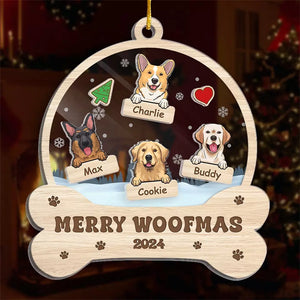 Aboiements autour du sapin de Noël – Ornement personnalisé à 3 étages pour chien – Cadeau de Noël pour propriétaires et amoureux des animaux