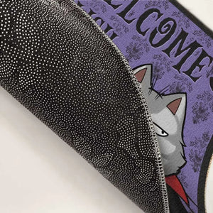Bienvenue, mortels insensés ! Tapis décoratif personnalisé pour chien et chat ! Cadeau d'Halloween pour les propriétaires et les amoureux des animaux.