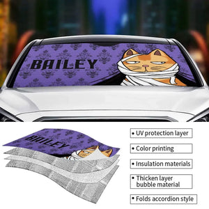 Envoûté par mon animal de compagnie fantasmagorique - Pare-soleil personnalisé pour pare-brise de voiture, protection pour vitres de voiture - Cadeau d'Halloween pour propriétaires et amoureux des animaux