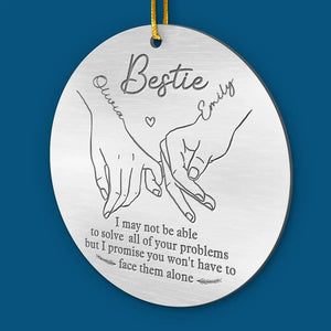 Main dans la main, nous conquérons tout - Ornement personnalisé Bestie - Forme personnalisée en métal - Cadeau de Noël pour meilleures amies, meilleures amies, sœurs