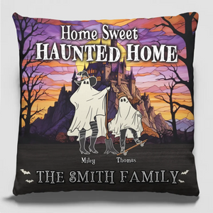 Restez calme et effrayé ! Coussin personnalisé pour la famille ! Cadeau d'Halloween pour les membres de la famille
