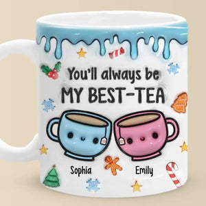 Nous formons un duo thé-rrific - Mug personnalisé à effet gonflé 3D imprimé Bestie - Cadeau de Noël pour meilleures amies, meilleures amies, sœurs