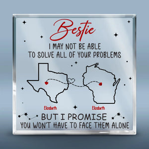 À des kilomètres de distance, mais toujours connectés - Plaque acrylique carrée personnalisée pour meilleure amie - Cadeau pour meilleures amies, meilleures amies, sœurs