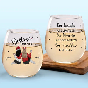 Notre amitié est infinie - Verre à vin personnalisé Bestie - Cadeau pour meilleures amies, meilleures amies, sœurs
