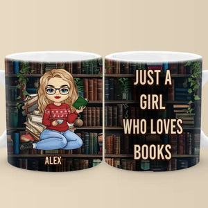 Juste une fille qui aime les livres - Mug personnalisé - Cadeau de Noël pour les amoureux des livres