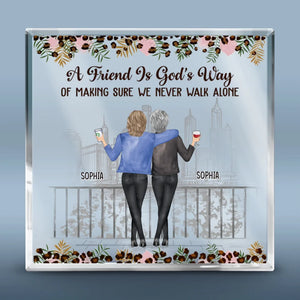 Une véritable amitié est un voyage sans fin - Plaque acrylique carrée personnalisée pour meilleure amie - Cadeau pour meilleures amies, meilleures amies, sœurs