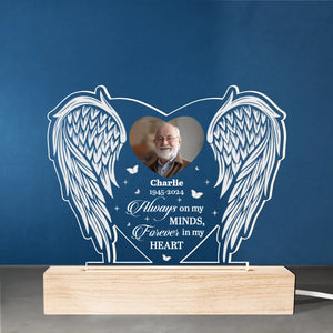 Photo personnalisée reposant là où aucune ombre ne tombe - Lumière LED 3D personnalisée en forme de mémorial - Cadeau de condoléances, cadeau de Noël pour les membres de la famille
