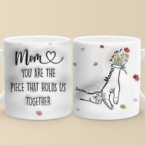 Petites mains, grand amour - Mug personnalisé avec effet gonflé en 3D - Cadeau pour maman et grand-mère