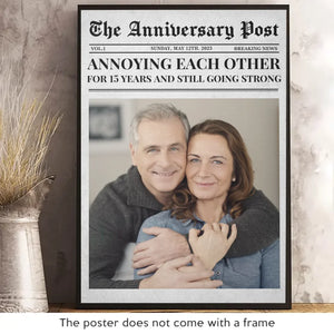 Poster photo personnalisé pour anniversaire - Affiche verticale personnalisée pour couple - Cadeau pour mari et femme, anniversaire