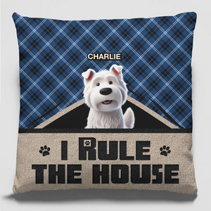 Cette maison est gérée par des pattes et des queues qui remuent - Coussin personnalisé pour chien - Cadeau pour propriétaires d'animaux et amoureux des animaux