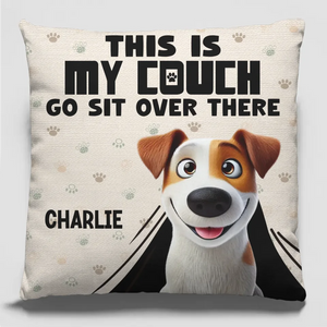 Notre place, notre chaise - Coussin personnalisé pour chien - Cadeau pour propriétaires et amoureux des animaux
