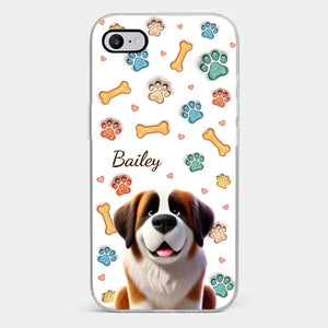 Amis à fourrure, toujours aimés ! Coque de téléphone transparente personnalisée avec effet gonflé en 3D pour chien ! Cadeau pour propriétaires et amoureux des animaux.
