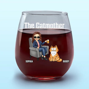 Le bonheur est un chat qui ronronne - Verre à vin personnalisé pour chat - Cadeau pour propriétaires et amoureux des animaux
