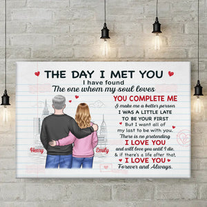 Tu me complète, toujours et à jamais - Toile horizontale personnalisée pour couple - Cadeau pour mari et femme, anniversaire