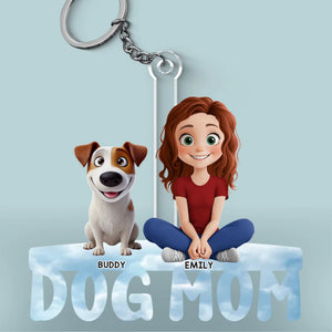 L'amour est une queue qui remue - Porte-clés personnalisé en acrylique pour chien et chat - Cadeau pour propriétaires et amoureux des animaux