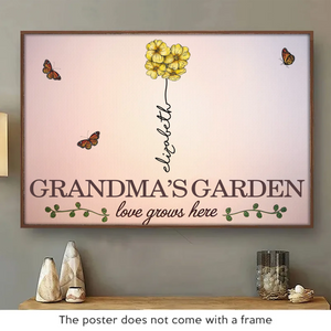Quand l'amour grandit ici - Affiche horizontale personnalisée pour la famille - Cadeau pour maman, grand-mère