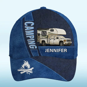Créez des souvenirs au camping ! Casquette personnalisée, imprimé intégral, cadeau idéal pour les amateurs de camping.