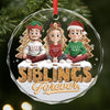 Custom Circle Glass Ornament - Personalized Christmas Birthday Gifts For Brother, Sister - Linked By Love