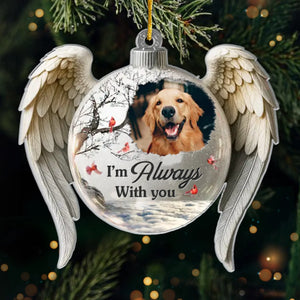 Custom Photo Acrylic Ornament - Personalized Pet Christmas Memorial Sympathy Gifts For Dogs, Cats - Forever In Our Hearts Pawprints Remain