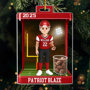 Custom American Football Acrylic Ornament - Personalized Christmas Birthday American Football Gifts For Football Lovers, Sports Fans, Sports Lovers - Born To Play