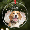 Custom Photo Circle Glass Ornament - Personalized Pet Christmas Memorial Sympathy Gifts For Dogs, Cats - Pawprints In My Heart