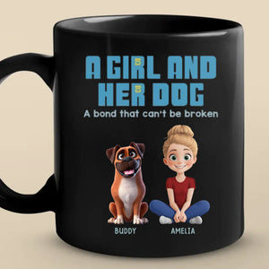 Tasse noire personnalisée « Pawsitively In Love » avec chien – Cadeau pour les propriétaires et les amoureux des animaux