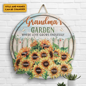 Where Love Grows Endlessly - Personalized Shaped Wood Sign - Gift For Grandma, Grandparents