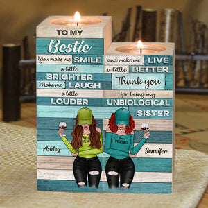 To My Bestie - You Make Me Smile A Little Brighter - Personalized Candle Holder.