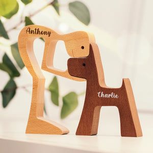 Personalized Custom Wooden Pet Carvings - The Love Between You And Your Fur-Friend - Gift For Pet Lovers - Wood Sculpture Table Ornaments, Carved Wood Decor