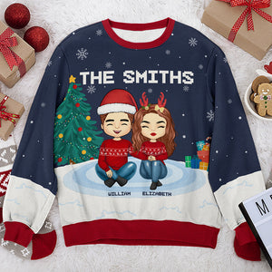 Christmas Is A Time For Family Dad, Mom - Family Personalized Custom Ugly Sweatshirt - Unisex Wool Jumper - Christmas Gift For Family Members