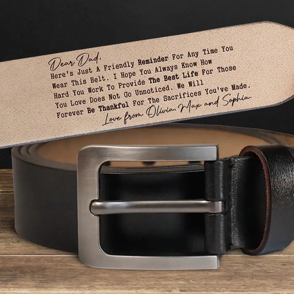 Nous serons éternellement reconnaissants - Famille, ceinture en cuir gravée personnalisée - Fête des pères, cadeau pour papa, grand-père
