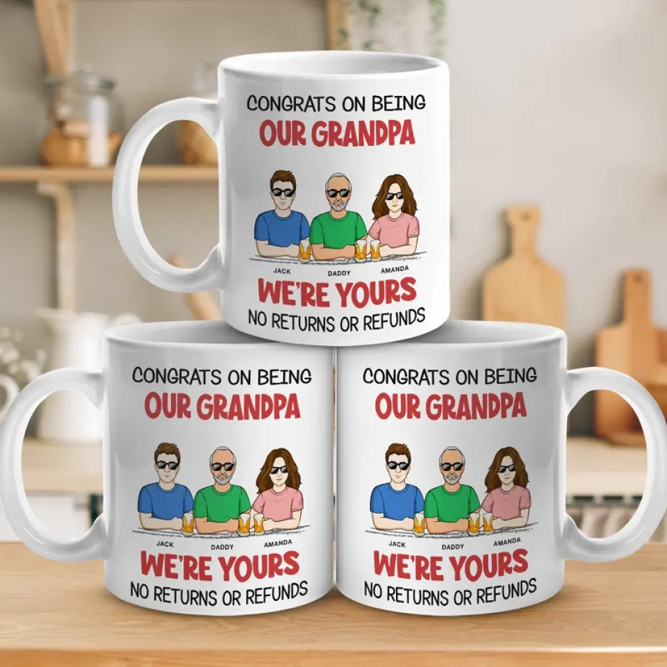 Nous sommes à vous, aucun retour ni remboursement - Tasse personnalisée familiale - Fête des pères, cadeau pour papa, grand-père