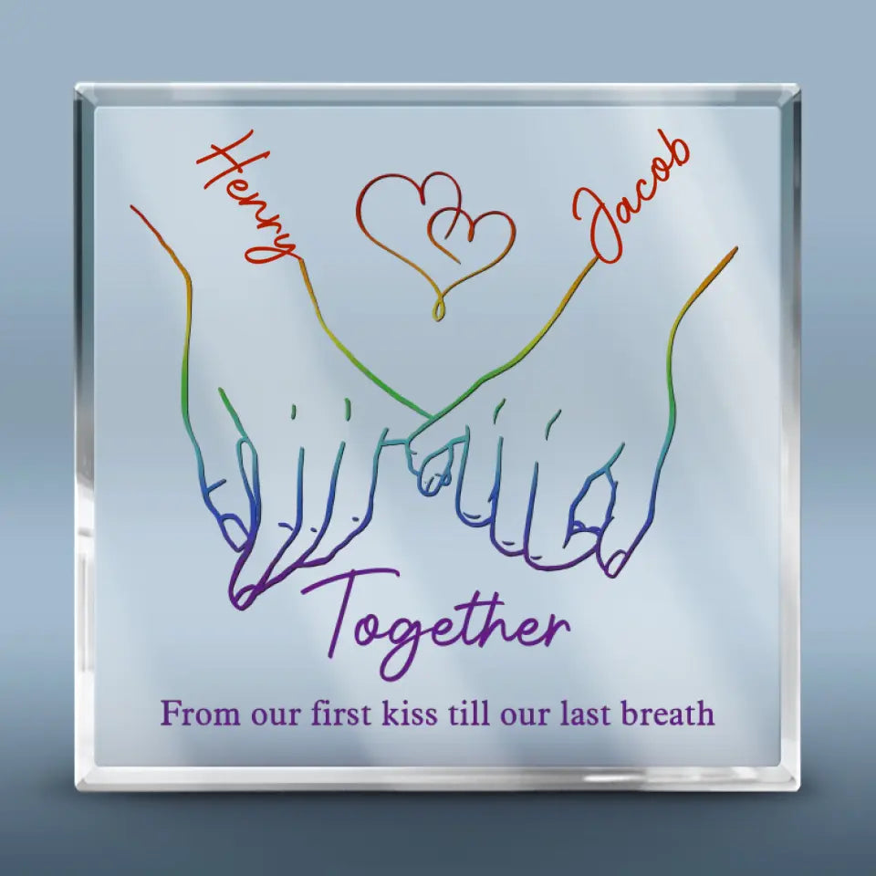 Vivez ouvertement, aimez librement, couples LGBTQ+ - Cadeau pour couples, plaque acrylique carrée personnalisée