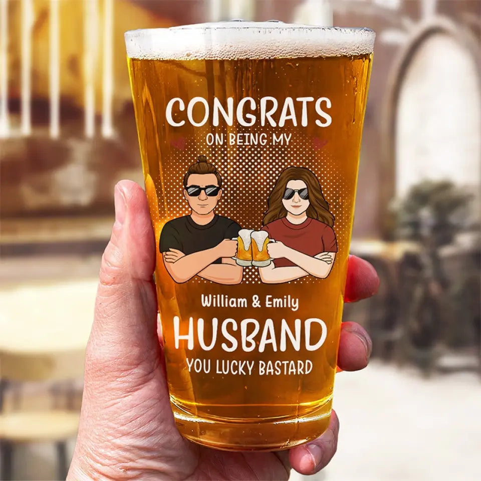 Compagnons de beuverie pour la vie - Verre à bière personnalisé pour couple - Cadeau pour mari et femme, anniversaire