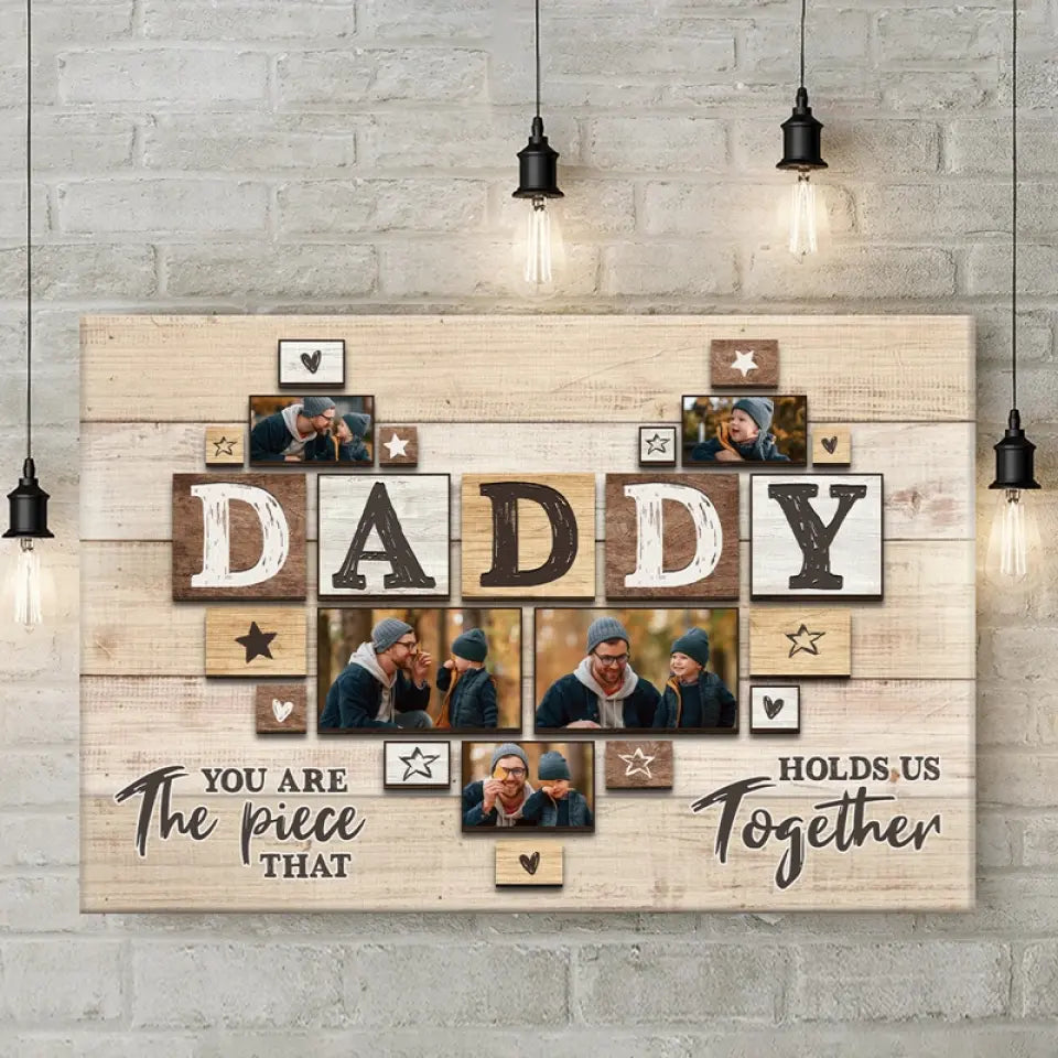 Photo personnalisée « Toujours à mes côtés » - Toile horizontale personnalisée pour la famille - Cadeau pour la fête des pères